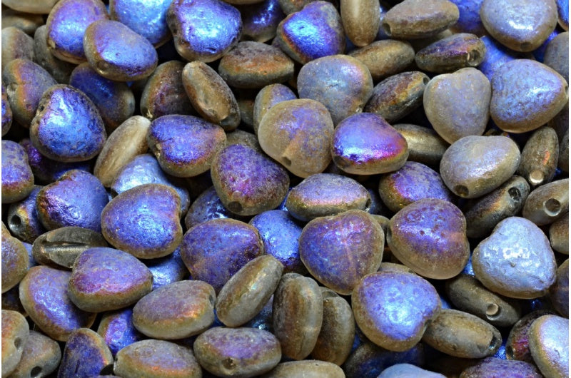 Heart Beads Crystal Etched 22203 (00030-etch-22203), Glass, Czech Republic