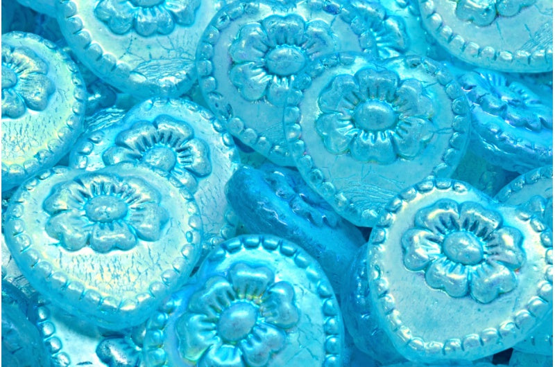 Heart Beads With Rose Crystal Ab Full (2X Side) Red Lined (00030-28703-43808), Glass, Czech Republic