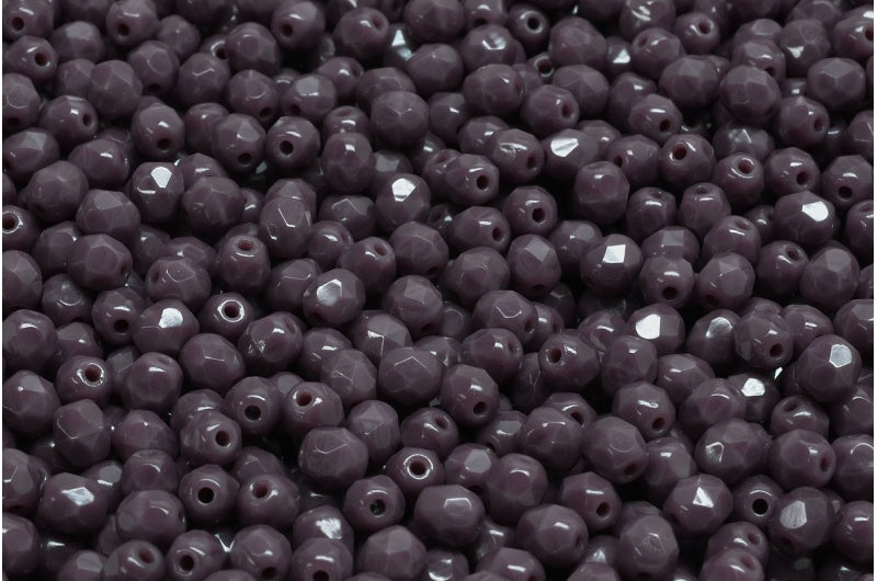 ファセット加工ビーズ ラウンド、不透明アメジスト(23050)、ボヘミアクリスタルガラス、チェコ共和国