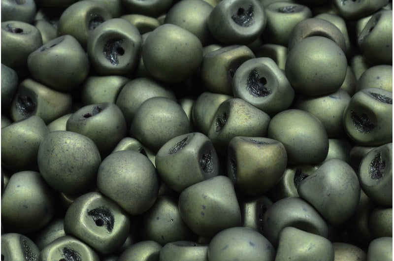 マッシュルームボタンビーズ、ブラックマットラスターレッドフルコーティング(23980-84100-14495)、ガラス、チェコ共和国