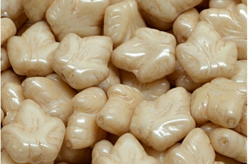 Grape Leaf Beads, White Luster Brown Full Coated (02010-14413), Glass, Czech Republic