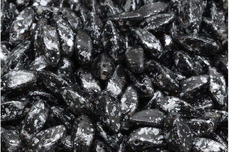 扭珠,黑色粗花呢银色 (23980-45702),玻璃,捷克共和国