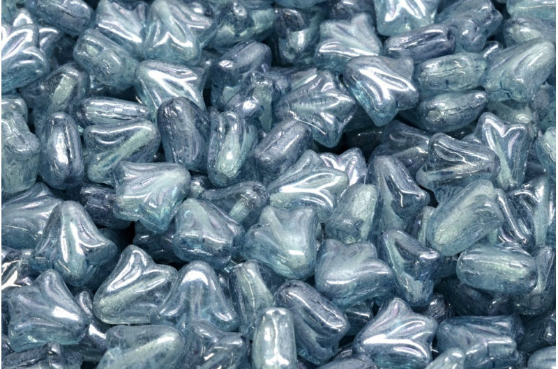 Lily Flower Beads Crystal Luster Blue Full Coated (00030-14464), Glass, Czech Republic