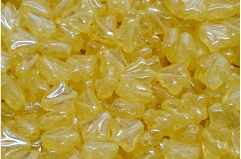 Lily Flower Beads Crystal Luster Yellow Full Coated (00030-14483), Glass, Czech Republic