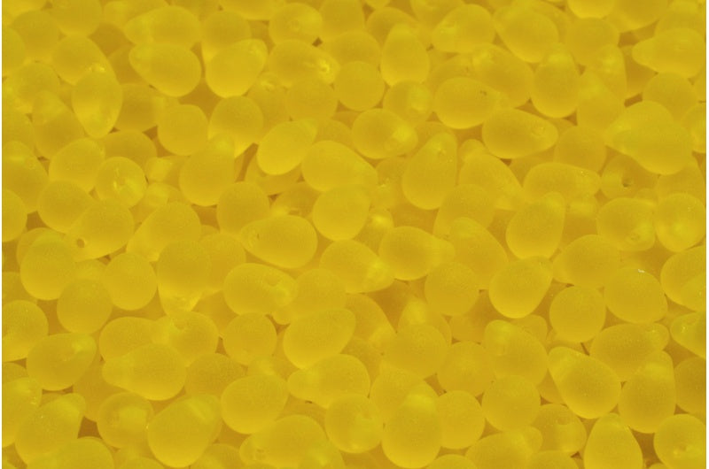 泪珠珠,透明黄色哑光 (80020-84100),玻璃,捷克共和国