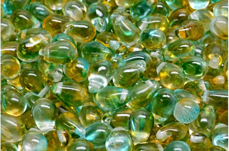 泪珠珠,水晶橙绿蓝 (00030-48004),玻璃,捷克共和国