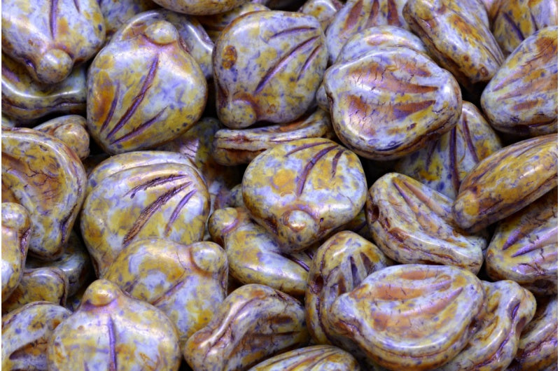 Peony Petal Beads White 65328 (02010-65328), Glass, Czech Republic