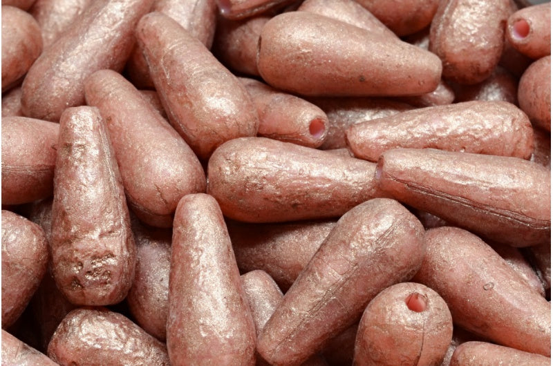 Drop Beads Opaque Pink Etched 34303 (76017-etch-34303), Glass, Czech Republic