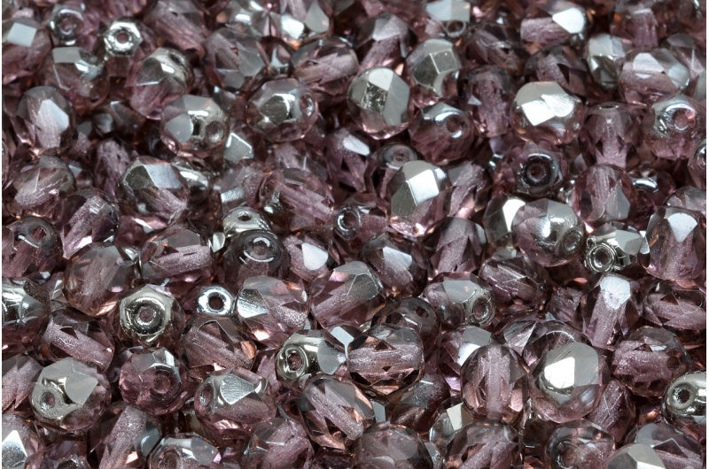 Fire Polished Faceted Beads Round, Transparent Light Amethyst 27637 (20020-27637), Bohemia Crystal Glass, Czech Republic