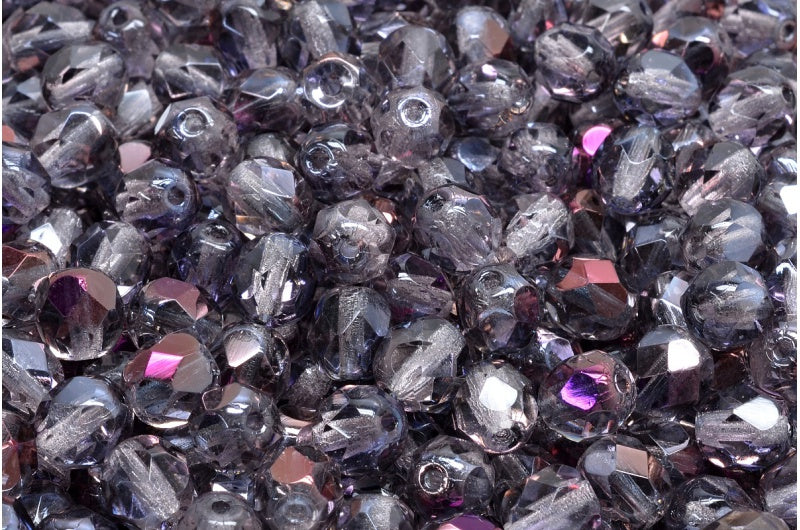 Fire Polished Faceted Beads Round, Transparent Light Amethyst 23001 (20020-23001), Bohemia Crystal Glass, Czech Republic