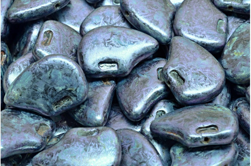 Polar Bear Black Purple Brown Luster Spotted (23980-65329), Glass, Czech Republic