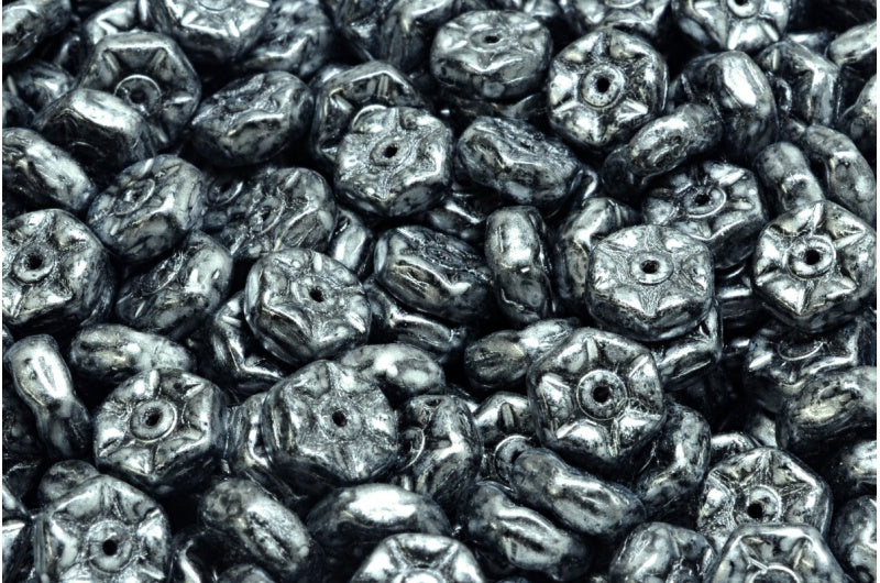 ヴィンテージ ロンデルビーズ、ブラック 86700 (23980-86700)、ガラス、チェコ共和国