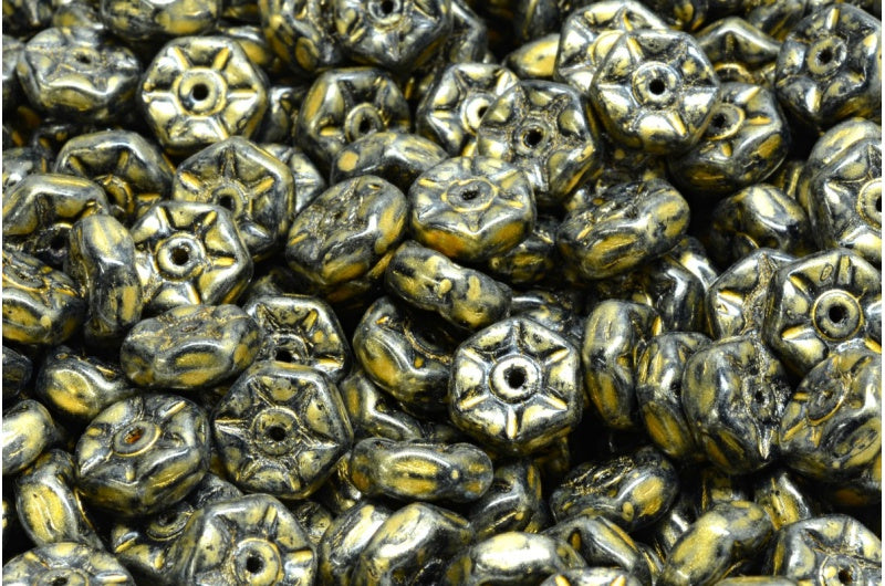 ヴィンテージ ロンデルビーズ、ブラック 86720 (23980-86720)、ガラス、チェコ共和国