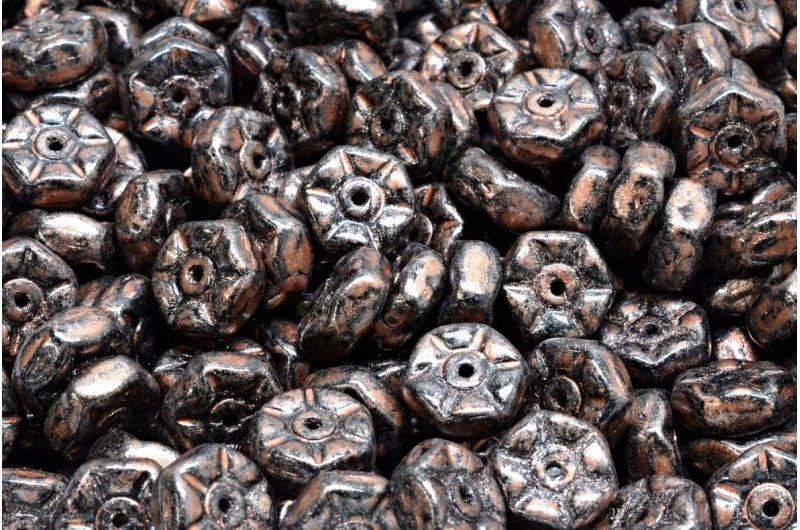 ヴィンテージ ロンデルビーズ、ブラック 86750 (23980-86750)、ガラス、チェコ共和国