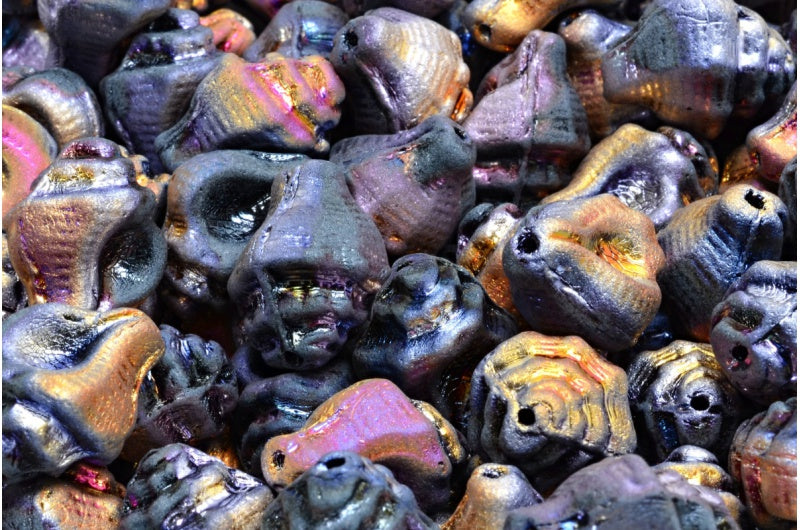 Murex Shell Beads Black Matte Sliperit Full (2X Side) (23980-84100-29503), Glass, Czech Republic