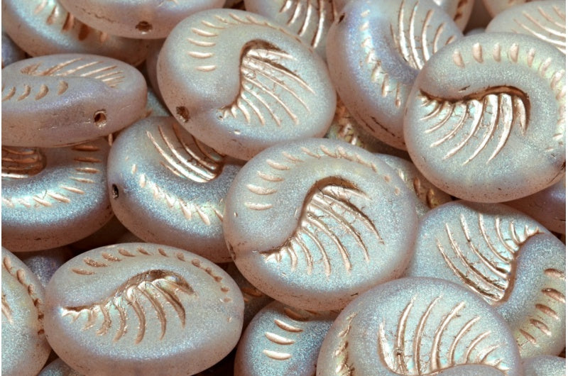 Fossil Coin Beads Crystal Matte Ab Full (2X Side) Copper Lined (00030-84100-28703-54324), Glass, Czech Republic