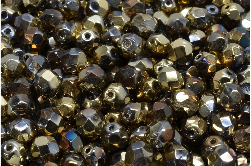 ファイアポリッシュファセットビーズラウンド、クリスタル98543(00030-98543)、ボヘミアクリスタルガラス、チェコ共和国