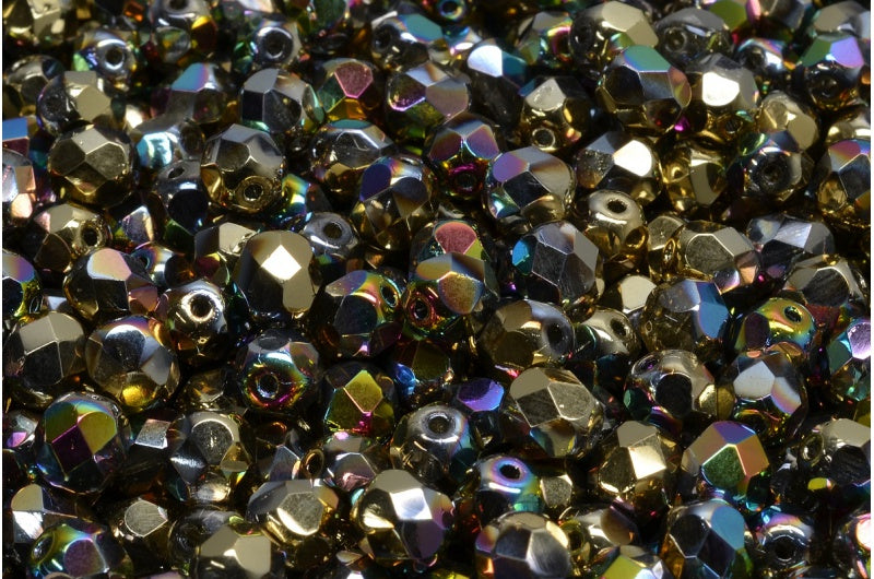 Fire Polished Faceted Beads Round, Crystal 98546 (00030-98546), Bohemia Crystal Glass, Czech Republic