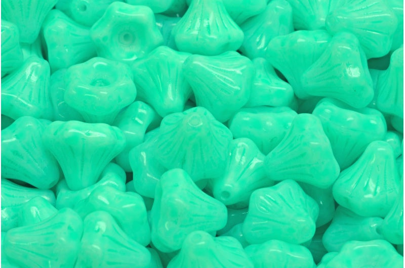 Flower Bell Beads White 34309 (02010-34309), Glass, Czech Republic