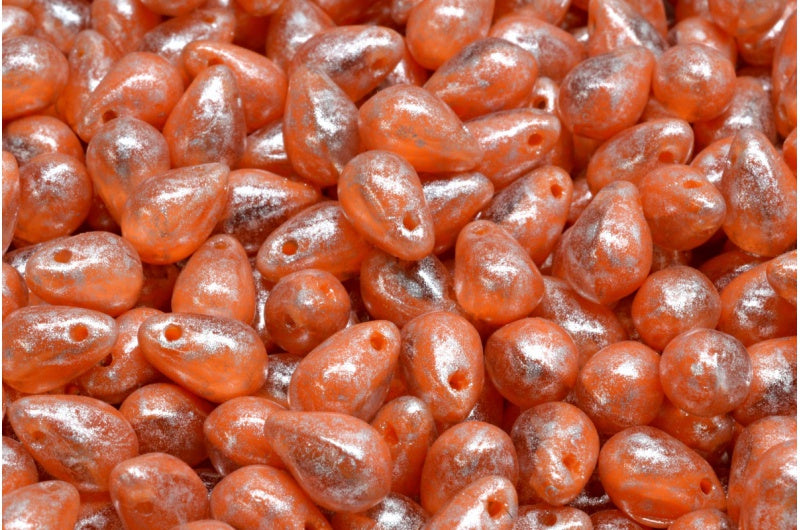 Teardrop beads, Orange 34301 (96010-34301), Glass, Czech Republic