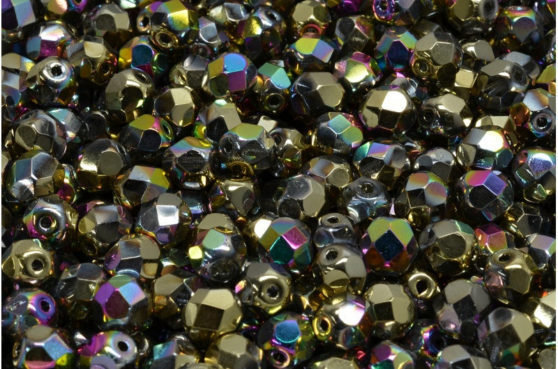 ファセット加工ビーズ ラウンド、クリスタル 98549 (00030-98549)、ボヘミアクリスタルガラス、チェコ共和国