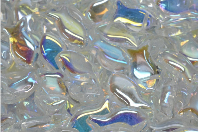 Fish Beads with Side Hole Crystal Ab (00030-28701), Glass, Czech Republic