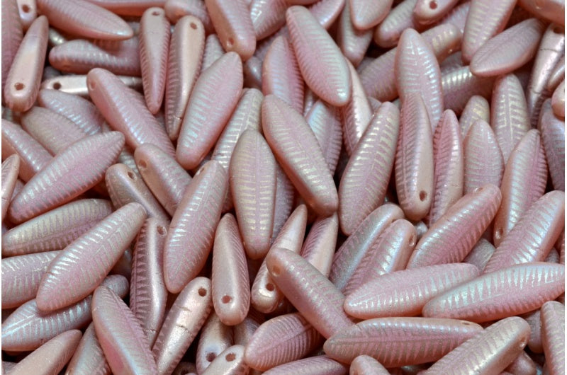 Dagger Beads Opal Pink Matte 22503 L F (71010-84100-22503-L-F), Glass, Czech Republic
