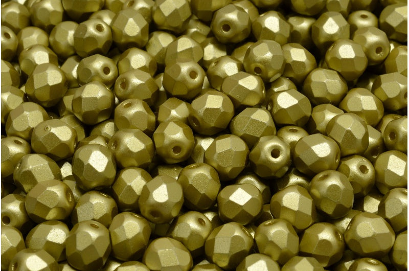 ファセット加工ビーズ ラウンド ホワイト パステルグリーン (02010-25021)、ボヘミアクリスタルガラス、チェコ共和国