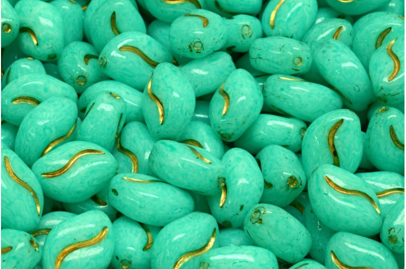 Wavy Grain Beads White Gold Lined 34309 (02010-54302-34309), Glass, Czech Republic