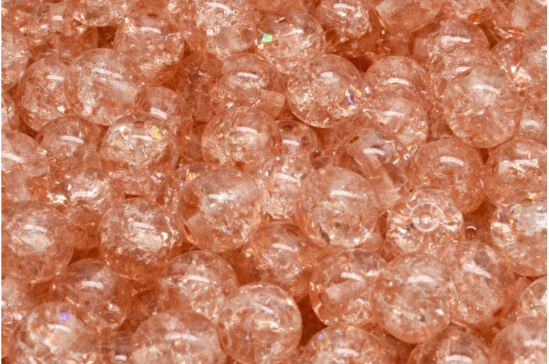Round Druck Beads Crystal Cracked 34305 (00030-85500-34305), Glass, Czech Republic