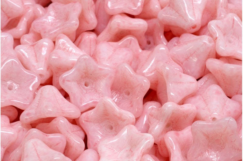 Petunia Flower Beads, White 34304 (02010-34304), Glass, Czech Republic