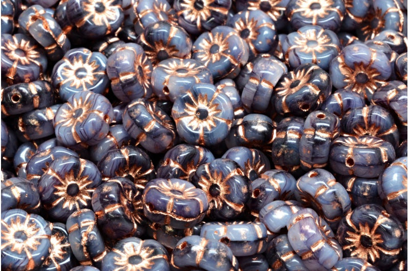 マロウフラワー、白黒銅線入り(02010-23980-54318)、ガラス、チェコ共和国