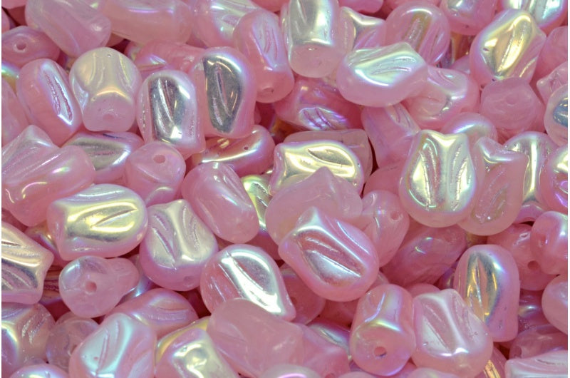 Mini Tulip Beads, Pink Ab Full (2X Side) (R0732-28703), Glass, Czech Republic