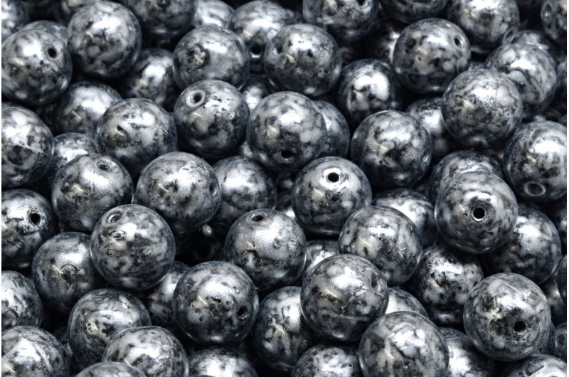 ラウンドドラックビーズ、ブラック 86700 (23980-86700)、ガラス、チェコ共和国