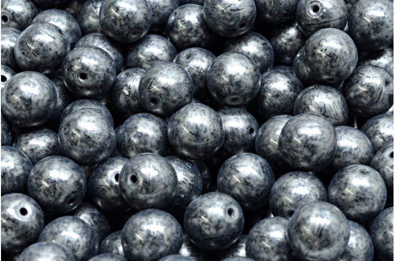 ラウンドドラックビーズ、ブラック 86790 (23980-86790)、ガラス、チェコ共和国