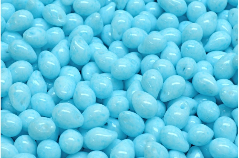 ドロップビーズ、ホワイトオパール 34308 (02020-34308)、ガラス、チェコ共和国