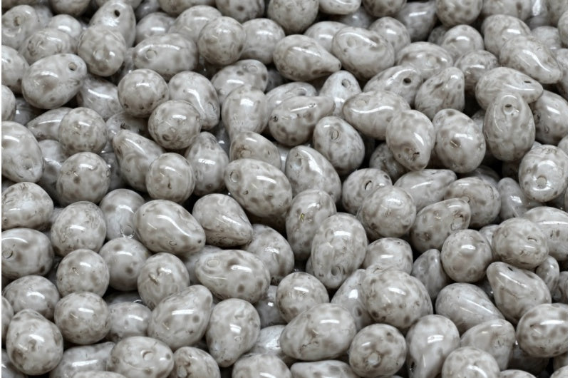 ドロップビーズ、ホワイトオパール 34312 (02020-34312)、ガラス、チェコ共和国