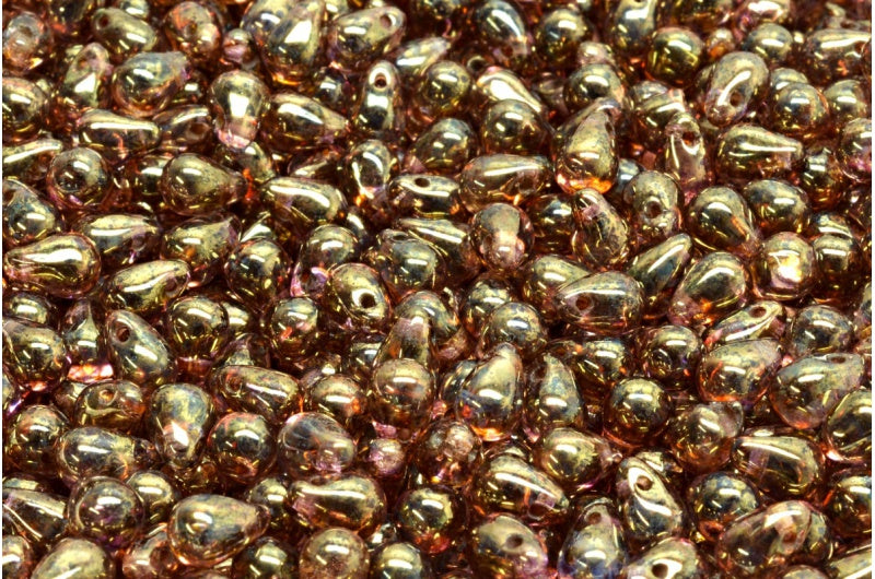 ドロップビーズ、クリスタルセネガルバイオレット(00030-15695)、ガラス、チェコ共和国