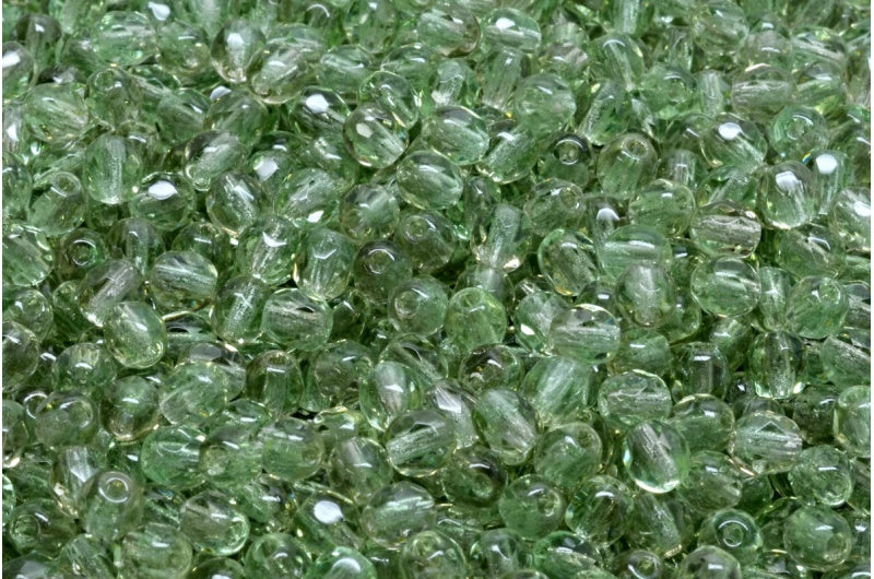 Fire Polished Faceted Beads Round, Gray Transparent Green (40010-50500), Bohemia Crystal Glass, Czech Republic