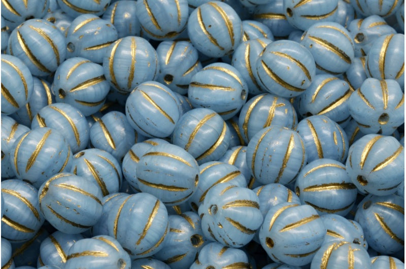 メロンビーズ、R2332 ゴールドライン(R2332-54302)、ガラス、チェコ共和国