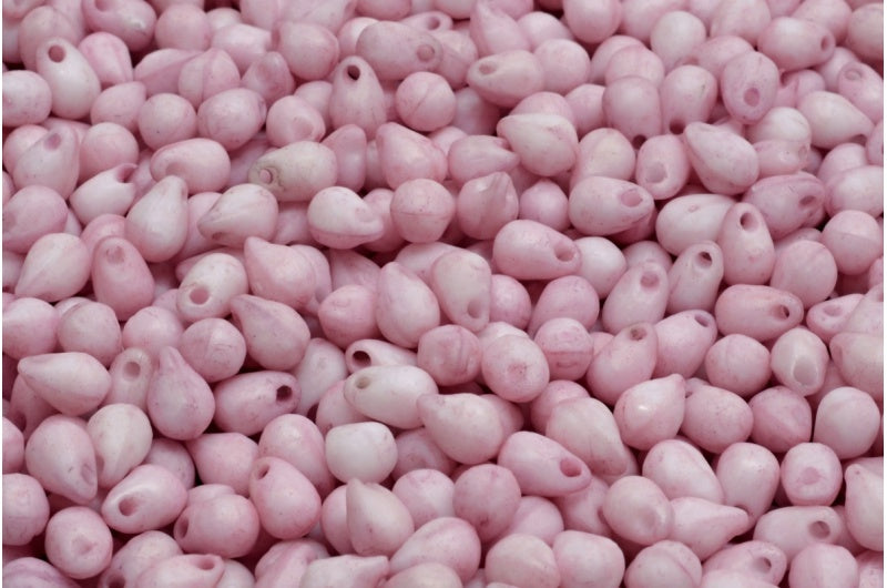 ドロップビーズ、ホワイトエッチングラスターリラ(02010-ETCH-14494)、ガラス、チェコ共和国