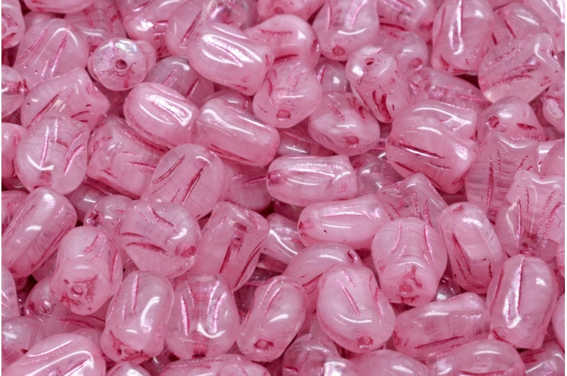 Mini Tulip Beads, Pink Pink Lined (R0732-54321), Glass, Czech Republic