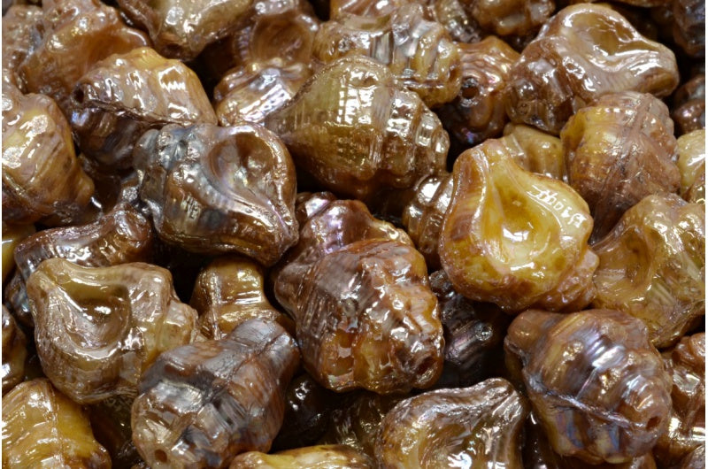 Murex Shell Beads, White Rembrandt Travertin (02010-43500), Glass, Czech Republic