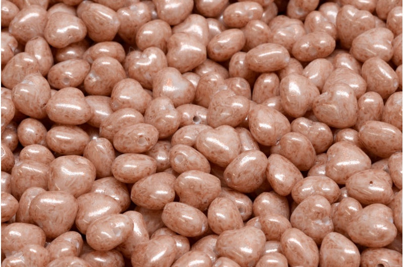 ハートビーズ、ホワイトオパール 34303 (02020-34303)、ガラス、チェコ共和国