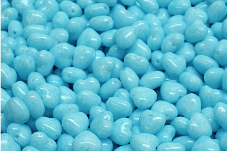 ハートビーズ、ホワイトオパール 34308 (02020-34308)、ガラス、チェコ共和国