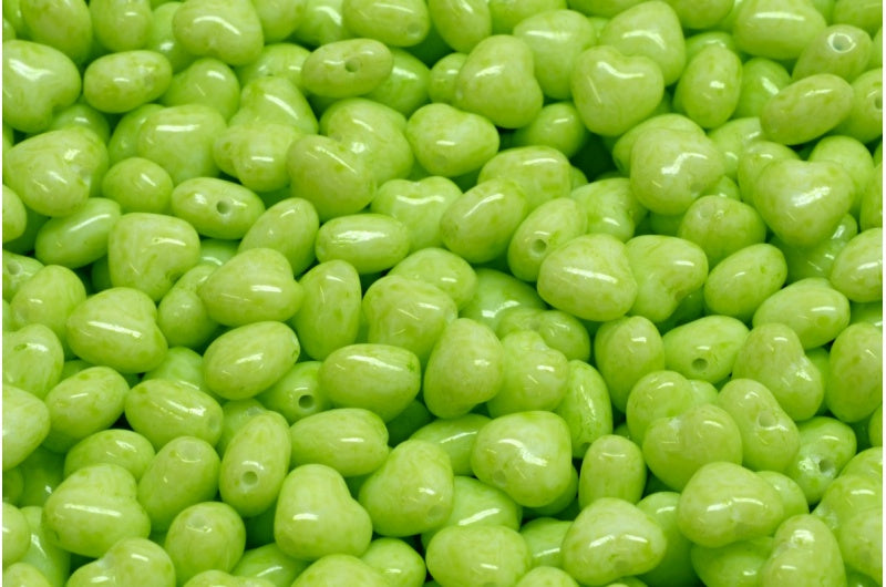 ハートビーズ、ホワイトオパール 34310 (02020-34310)、ガラス、チェコ共和国