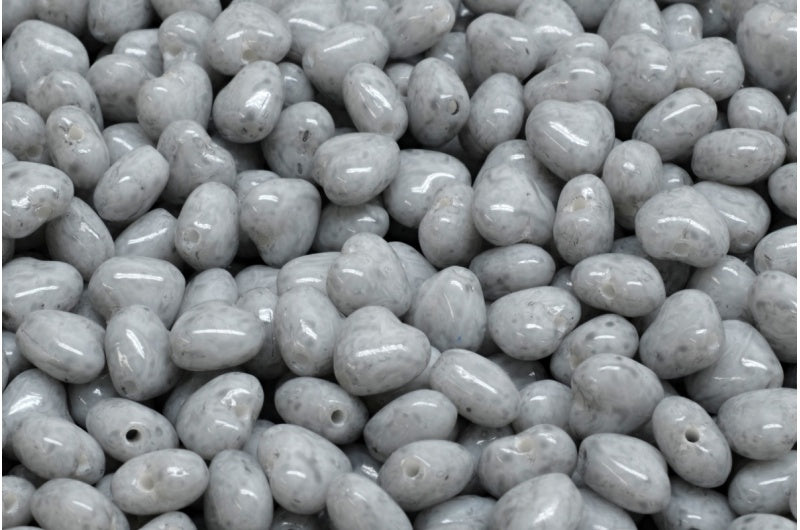 ハートビーズ、ホワイトオパール 34311 (02020-34311)、ガラス、チェコ共和国