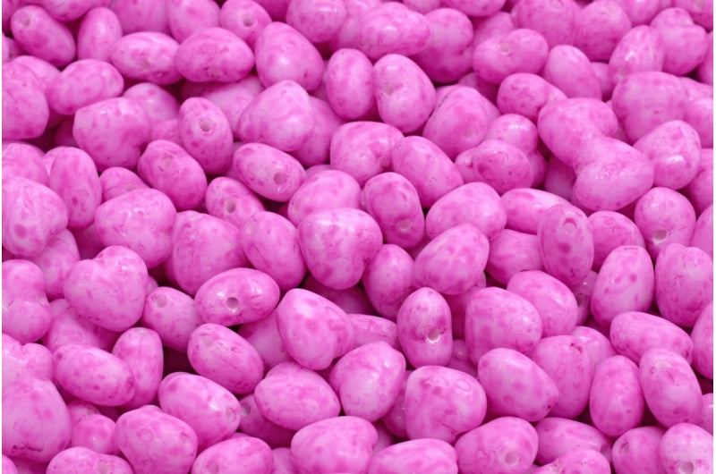 ハートビーズ、ホワイトオパール 84305 (02020-84305)、ガラス、チェコ共和国