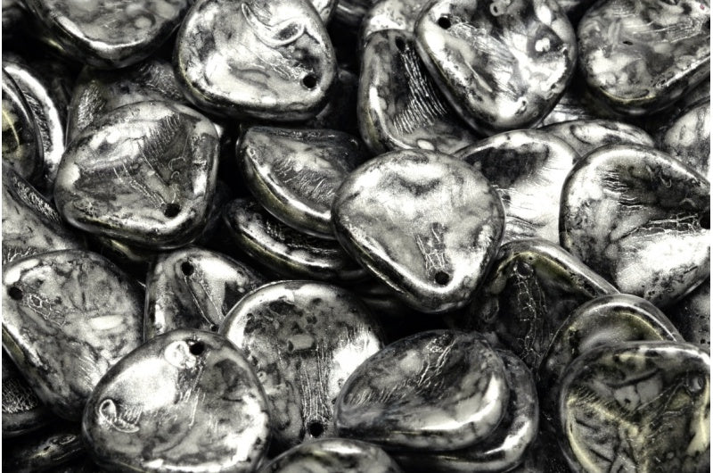 バラの花びらビーズ、ブラック 86700 (23980-86700)、ガラス、チェコ共和国