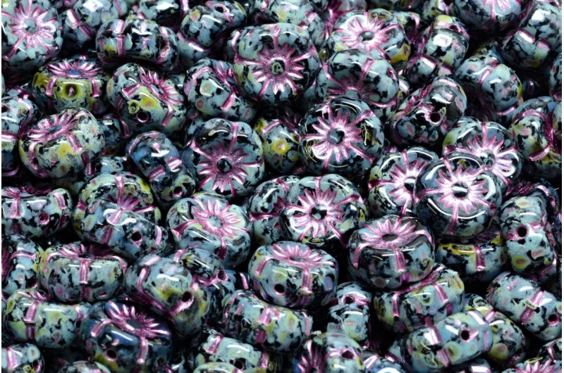 マロウフラワー、ブラックトラバーチンピンクライン(23980-86800-54321)、ガラス、チェコ共和国